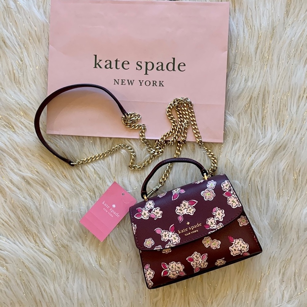 Kate Spade frosted floral deep berry micro satchel